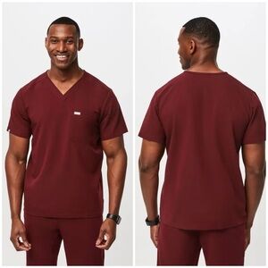 Figs Leon Men's Burgundy Scrub Top (Size M)